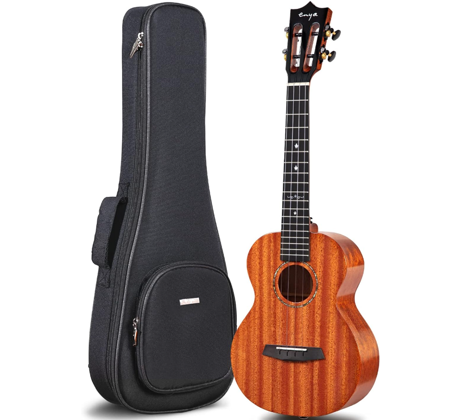 Enya EUC-MAD Concert Ukulele Solid Gloss Mahogany Original Color 23 Inch with High-end 15mm Padded Gig Bag