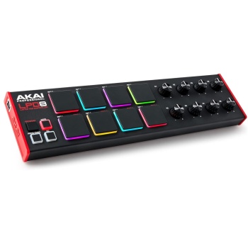 AKAI Professional LPD8 - USB MIDI Controller with 8 Responsive RGB MPC Drum Pads for Mac and PC, 8 Assignable Knobs and Music Production Software