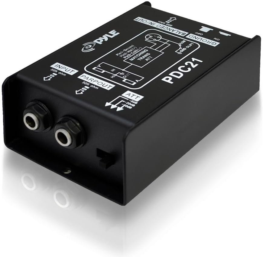 Pyle Premium Direct Injection Audio Box - 2.36" x 4.09" Passive DI Unit Hum