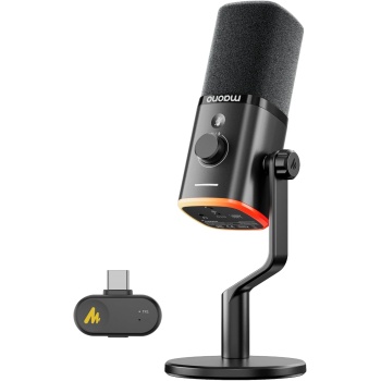 MAONO PD100W USB Wireless Microphone for PC, Gaming Streaming Dynamic Mic