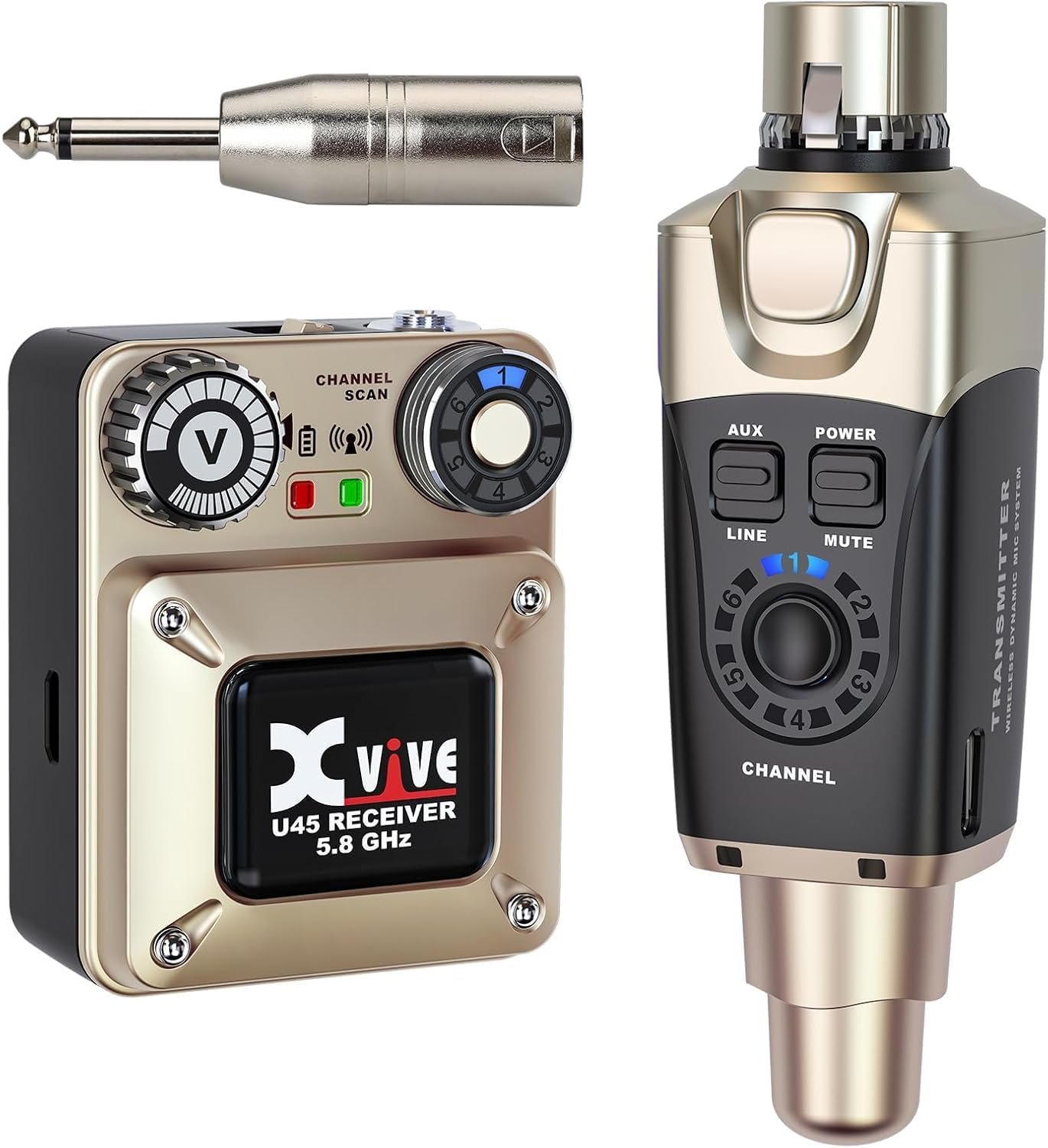 Xvive U45 Wireless in Ear Monitor System 5.8ghz IEM System Transmitter and