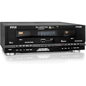 PyleUsa Dual Cassette Deck | Music Recording Device with RCA Cables