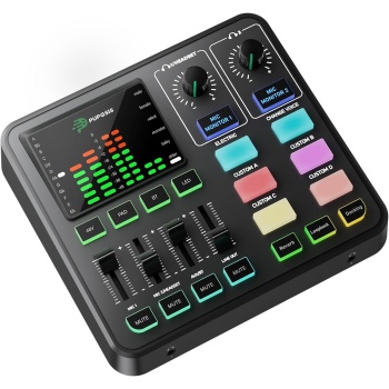 PUPGSIS Gaming Audio Mixer, Audio Interface for PC/Podcast/Streaming, Sound
