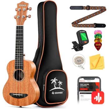 Donner Concert Ukulele Beginner Mahogany 23 Inch Ukelele Kit