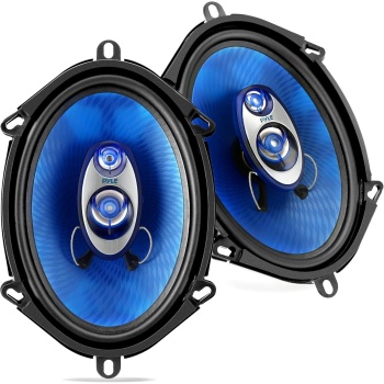 Pyle 5” x 7” Car Sound Speaker (Pair) - Upgraded Blue Poly Injection Cone 3-Way