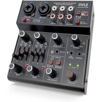 Pyle Professional Wireless DJ Audio Mixer - 4 Channel Bluetooth Controller Sound