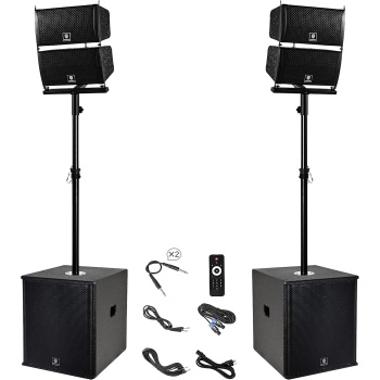 PRORECK Club 6000 15-inch 6000W P.M.P.O Stereo PA Speaker System Combo Set 4 Line