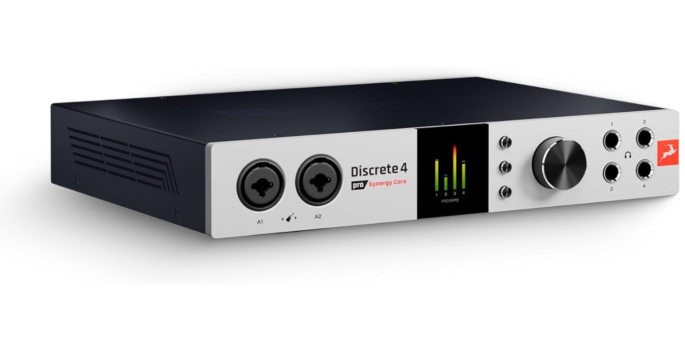 Antelope Audio Discrete 4 Pro Synergy Core Desktop 14x20 Audio Interface - Thunderbolt 3 & USB 2.0 4 Channel Microphone Preamp Recording, Streaming Studio Audio Interface w/Onboard Real-Time Effects
