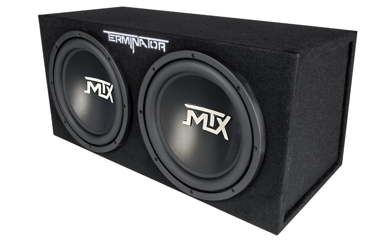 MTX Dual 12-Inch Subwoofers with Loaded Enclosure, 1200W Max Power, 400W RMS, Terminator - Car Audio Subwoofer and Speaker System with Deep Bass Sound