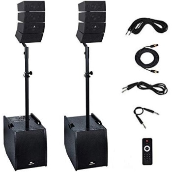 PRORECK Club AEF 12-Inch 4000 Watt DJ/Powered PA Speaker System Combo Set with Bluetooth/USB/SD Card (Two Subwoofers and 8X Array Speakers Set)