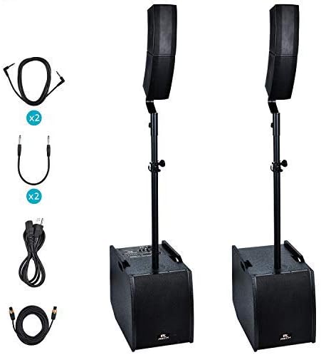 PRORECK Club 3200 12-Inch 4000 Watt DJ/Powered PA Speaker System Combo Set with Bluetooth/USB/SD Card (Two Subwoofers and 4X Array Speakers Set)