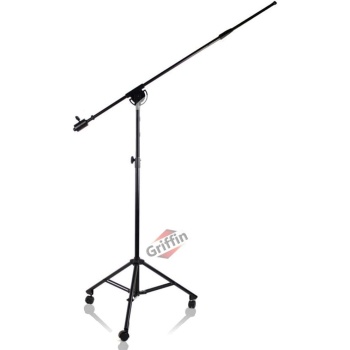 Griffin 11FT Tall Rolling Mic Boom Stand (Extended XHeight Edition) with Telescopic Arm & Tripod Base – Studio Microphone Wheeled Stand for Overhead Drums, Choir, Vocal Recording