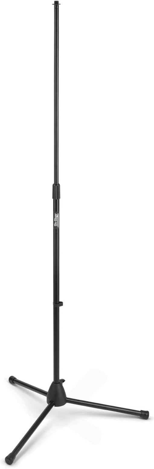 OnStage MS7700B Tripod-Base Mic Stand (Setup for Vocal and Instrument Microphones, Adjustable Height, 5/8″-27 Threading, Portable, Folding, Nonslip Rubber Feet, Cable Clip, Steel, Black)
