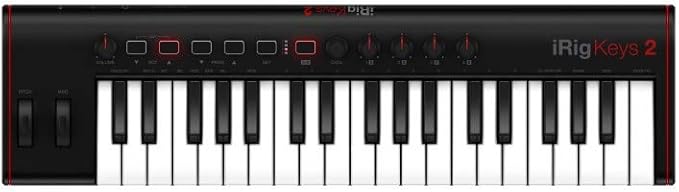 IK Multimedia iRig Keys 2 portable keyboard MIDI controller with 37 velocity-sensitive synth-action mini keys and headphone output, for iPhone, iPad, Mac, PC, Android