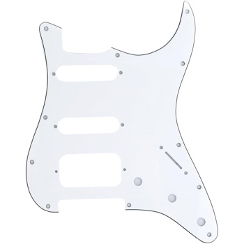 Musiclily Pro 11-Hole Round Corner HSS Guitar Strat Pickguard for USA/Mexican Stratocaster Open Pickup, 3Ply White