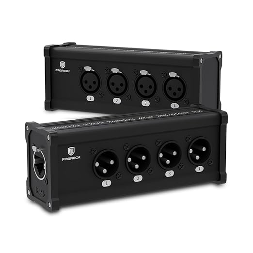 PRORECK 4-Channel XLR to Ethercon RJ45 Cat6 3-Pin DMX & Audio Extender, Ideal for Stage Lighting, Live Sound & Recording Studios(3-Pin XLR to Ethercon RJ45 CAT6)