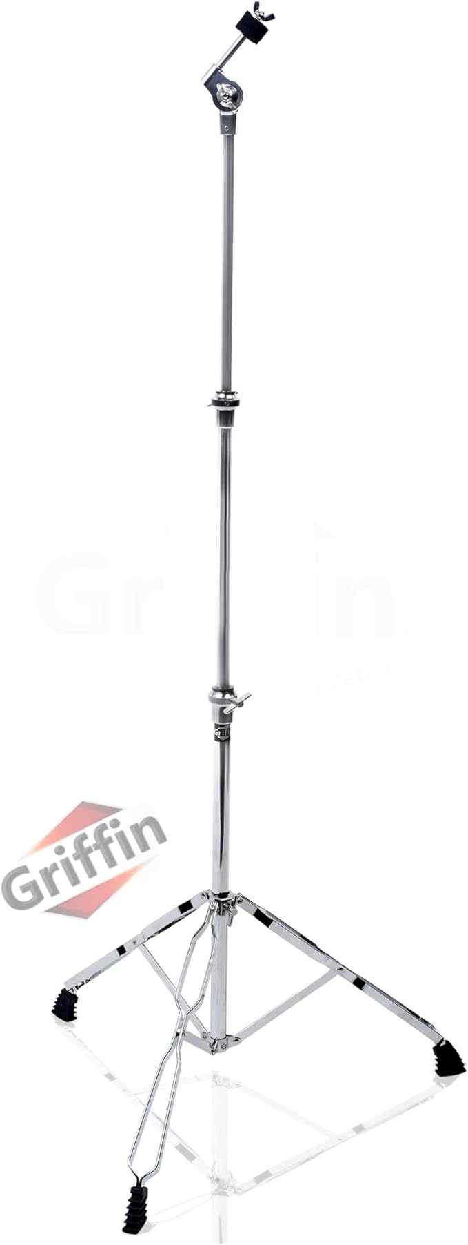 Griffin Straight Cymbal Stand (Percussion TiltPro X Edition) – Drum Hardware Mount with Double Braced Legs, Slip-Proof Holder for Crash, Ride & Splash