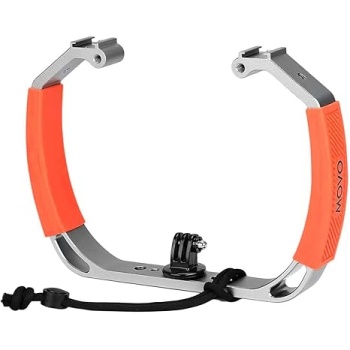 Movo GB-U80T Underwater Diving Rig with Cold Shoe Mounts, Strap - Compatible with GoPro Hero, HERO6, HERO7, HERO8, HERO9, HERO10, HERO11, Osmo Action - Scuba GoPro Accessory (XL/Tangerine)