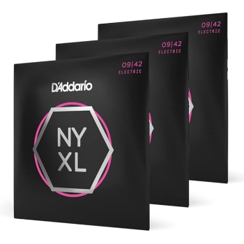 D'Addario Electric Guitar Strings, NYXL Nickel Plated, NYXL0942-3P, Super Light 09-42, 6-String Set, Pack of 3