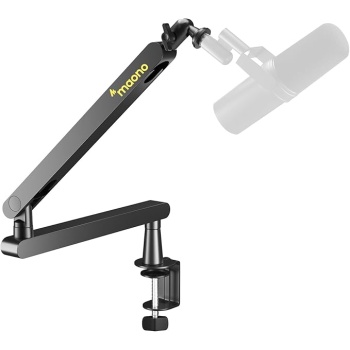 MAONO Microphone Boom Arm, Low Profile Mic Arm with Cable Management Channels, Desk Mount Clamp, Fully Adjustable, Heavy Duty Mic Stand for Podcast Studio Streaming (BA92 Black)
