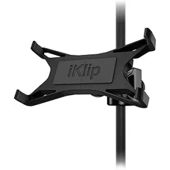 IK Multimedia iKlip Xpand Tablet Holder for mic Stands, fits iPad and Android Tablets Between 7" to 12.9" with an Adjustable 360° Swivel and Soft-Touch fit