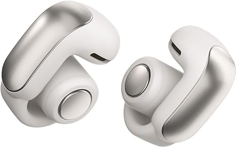 Bose Ultra Open Earbuds - Bluetooth Open Ear Earbuds with OpenAudio for Awareness, Clip-On Design for Comfort, Water Resistant, Up to 48 Hrs of Playtime, White Smoke
