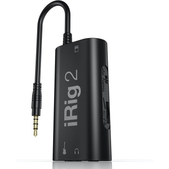 IK Multimedia iRig 2 portable guitar audio interface, lightweight audio adapter for iPhone and iPad with instrument input and headphone/amplfier outs