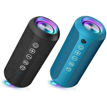 Ortizan X10 Portable Bluetooth Speaker Bundle (2-Pack) - IPX7 Waterproof, 24W Powerful Stereo Sound, 30H Playtime, Bluetooth 5.3 for Outdoor & Indoor Use (Black & Blue)