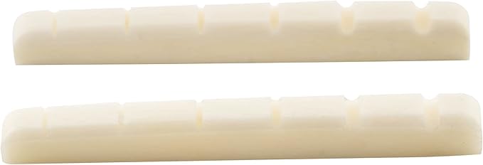 Musiclily Basic 42mm Flat Bottom Bone Slotted Electric Guitar Nut for 6 String Strat Tele Style, 42x3.5x4.5/3.5mm (Set of 2)
