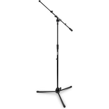 OnStage MS9701B+ Heavy-Duty Euro-Boom Mic Stand (Setup for Vocal and Instrument Microphones, Adjustable Height, Portable, Folding, Tripod Base, Rubber Feet, Steel and Zinc, 5/8″-27 Threading, Black)