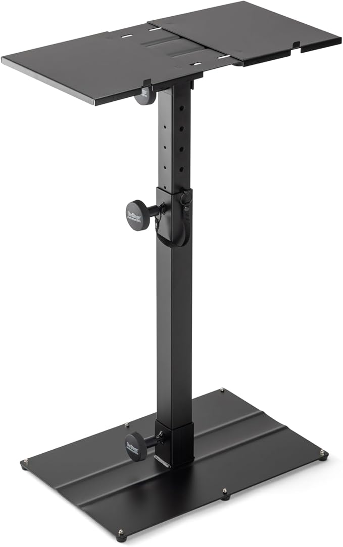 OnStage KS6150 Compact MIDI/Synthesizer Utility Stand (for Small Keyboards,Mini Synths,Effects Processors,Samplers,Tablets,DJ Mixers & More, Ergonomic, Capacity 35LBs, Adjustable, Black)