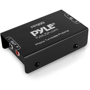 Pyle Phono Turntable Preamp - Mini Electronic Audio Stereo Phonograph Preamplifier with RCA Input, RCA Output & Low Noise Operation Powered by 12 Volt DC Adapter - PP999