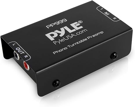 Pyle Phono Turntable Preamp - Mini Electronic Audio Stereo Phonograph Preamplifier with RCA Input, RCA Output & Low Noise Operation Powered by 12 Volt DC Adapter - PP999