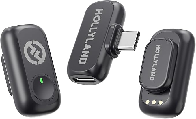 Hollyland Lark A1 Wireless Microphone for iPhone & Android, 48kHz/24-bit Studio Audio, 3-Level Noise Cancellation, 200m Range, Magnetic Mini Mic for Video Recording & Live Streaming (2TX + USB-C RX)