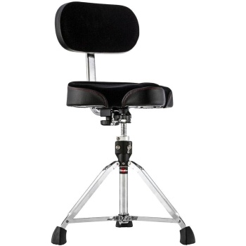 Gibraltar Drum Throne with Adjustable Height Motorcycle Seat & Backrest, Double-Braced Drum Stool, Comfortable Supportive Cushion for Drummers, Studio or Stage Use (9608MB)