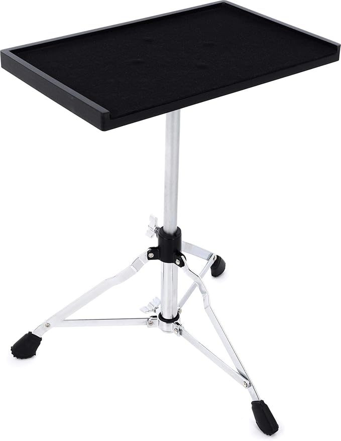 Gibraltar Sidekick Essentials Table with Stand, with Felt-Lined Surface, 3-Sided Edge, Height Adjustable Low Tripod Base, Compact Utility Table for Musicians and DJs (G-SES)