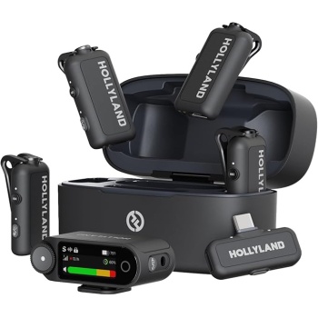 Hollyland Lark MAX 2 Combo-4 Person Version, Wireless Lavalier Microphone, Tailored for Multi-Person Shooting Scenarios, Microphone for Camera/iPhone/Android (4TX + 2RX+ Charging Case)