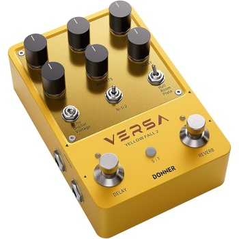 Donner Guitar Reverb & Delay Pedal - 2 in 1 with Tap Tempo, Preset Saving, Stereo in/out, Digital 3 x 3 Multi-Mode Effects Electric Guitar Pedal, True Bypass (Yellow Fall II)