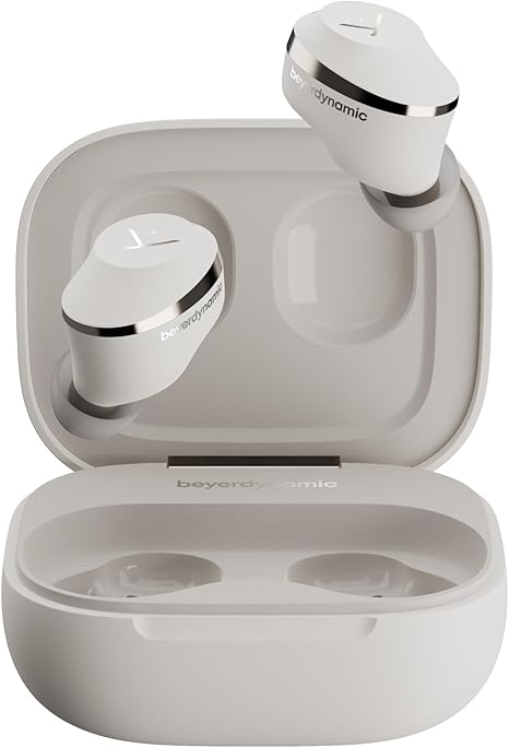 beyerdynamic Amiron 300 True Wireless Noise Cancelling Earbuds - Compatible with Apple & Android, Built-in Microphones, MultiPoint Bluetooth 5.3 Headphones. 38 Hour Runtime Earphones Plus Case. Cream