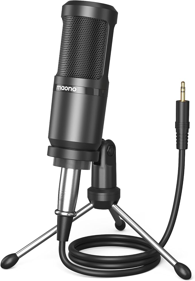 MAONO Condenser Microphone, Cardioid Studio Condenser Recording Mic with 3.5mm XLR for podcasting, Streaming, Singing, Vocal, Home-Studio