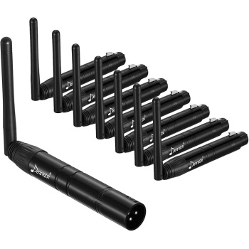 Donner Wireless DMX 8PCS Black Metal DMX512 wireless Dfi DJ 2.4G 7 Receivers & 1 Transmitter Lighting Control for LED Stage Disco Party Bar Lighting