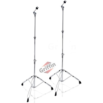 Griffin 2-Pack Straight Cymbal Stands (Percussion TiltPro X Edition) – Double Braced Drum Hardware – Ideal for Crash, Splash & Ride