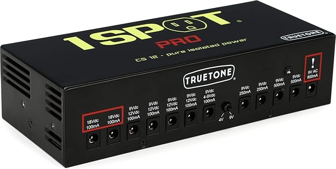 Truetone 1 SPOT Pro CS12 Guitar Pedal Power Supply with 12 Isolated Outputs, 9Vac 9Vdc 12V 18V variable voltage, Studio Power for Your Pedalboard