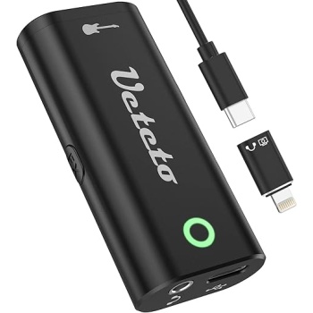 Ueteto Audio Interface for Guitar, Portable Internal Recording Sound Card for Live Streaming for Iphone, Ipad and Android smartphones and tablets, No Driver Needed