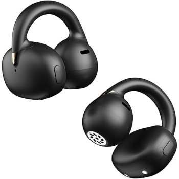 OHAYO A7 Open Ear Clip-On Headphones for Glasses Wearers - Safe for Running & Streets, 4.7g Weightless Fit, 40H Battery, Bluetooth 5.4, Black