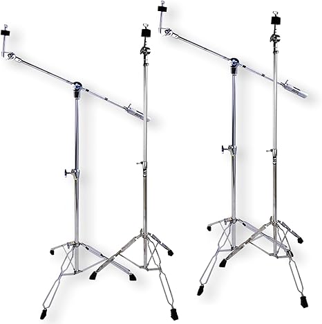 Griffin Cymbal Stand (Percussion TiltPro X Edition) Combo 4 Pack – Boom & Straight Drum Mounts with Double Braced Legs & Counterweight Arms – Kit for Crash, Ride, Splash