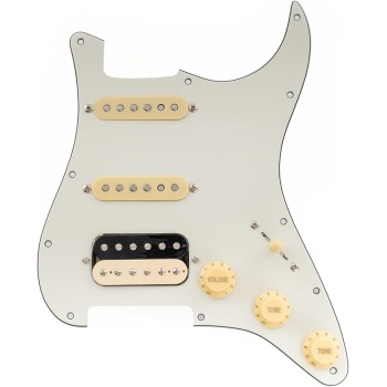 Musiclily Pro-SE ST-HSS-60SE Pre-wired Pickguard with Alnico 5 Pickups 5-Way Switch for Strat Style Electric Guitar, 3Ply Aged White