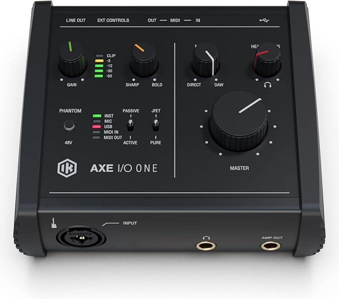 IK Multimedia AXE I/O One - Professional USB Audio Interface with Z-TONE advanced guitar tone shaping, AmpliTube and TONEX software included, high-resolution recording studio equipment