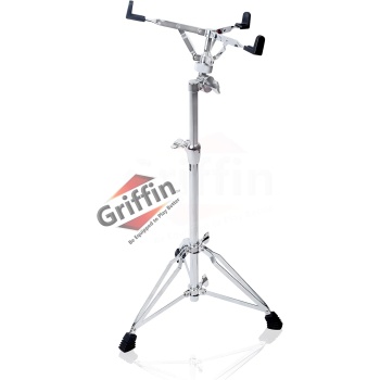 Griffin Stand-Up Snare Drum Stand (Extended XHeight Edition) – Tall Adjustable Chrome Hardware for Practice Pads, Drum Kits & Concert Use