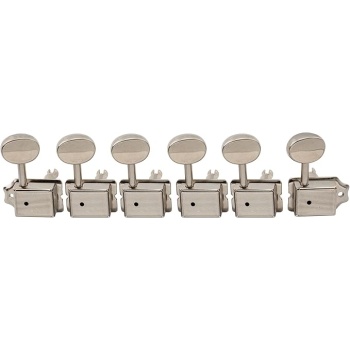 Musiclily Pro R15J Vintage Style Split Shaft 6 in Line Guitar Tuners Tuning Pegs Keys Machine Heads Set for Squier Classic Vibe Strat/Tele Style, Nickel